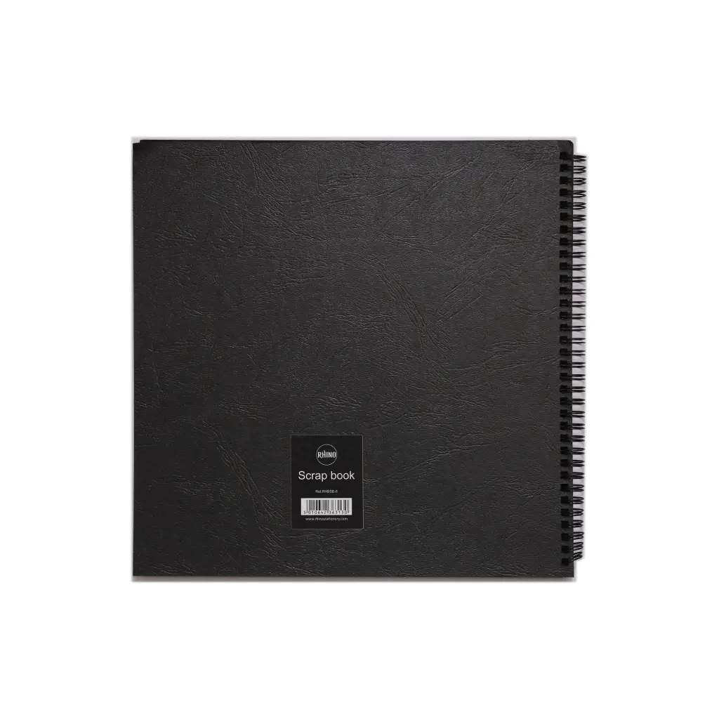 RHINO Oversize Hardback Scrapbook 40 Page Black Paper Plain Pack of 3