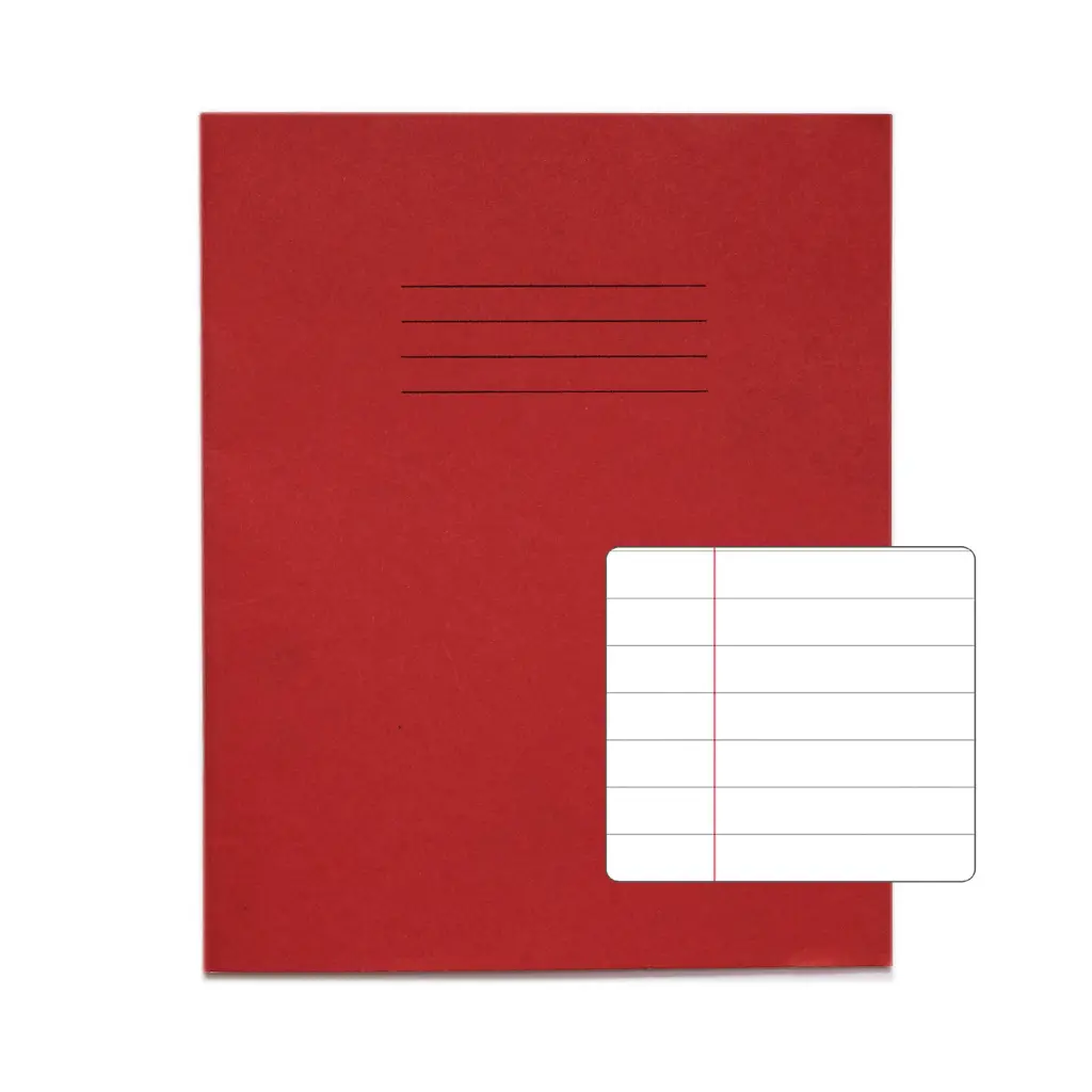 RHINO 8 x 6.5 Exercise Book 32 Page, Red, F12 (Pack of 100)