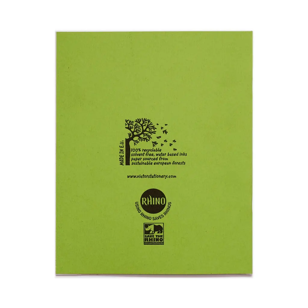 RHINO 8 x 6.5 Exercise Book 48 Page, Light Green, F8M (Pack of 100)