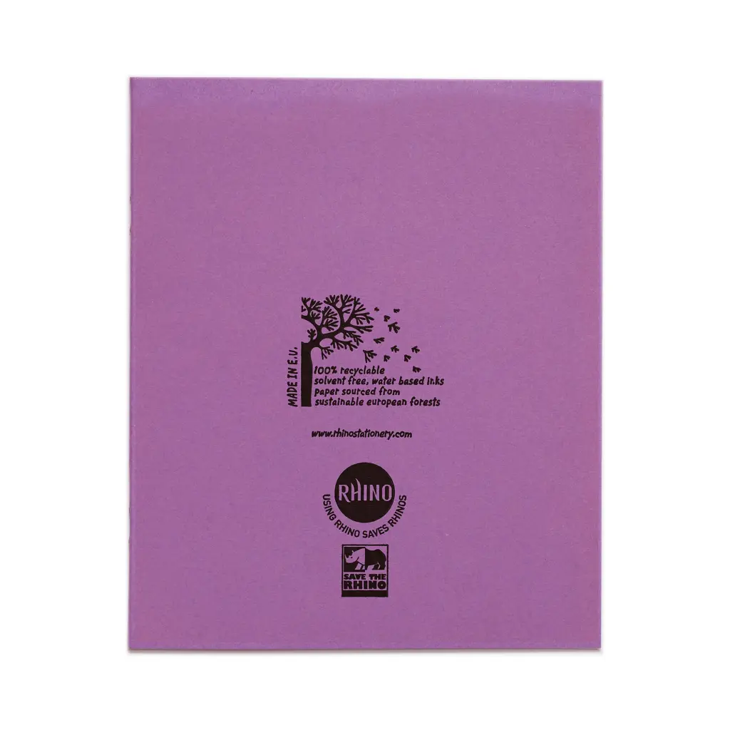RHINO 8 x 6.5 Exercise Book 48 Page, Purple, F8M (Pack of 100)