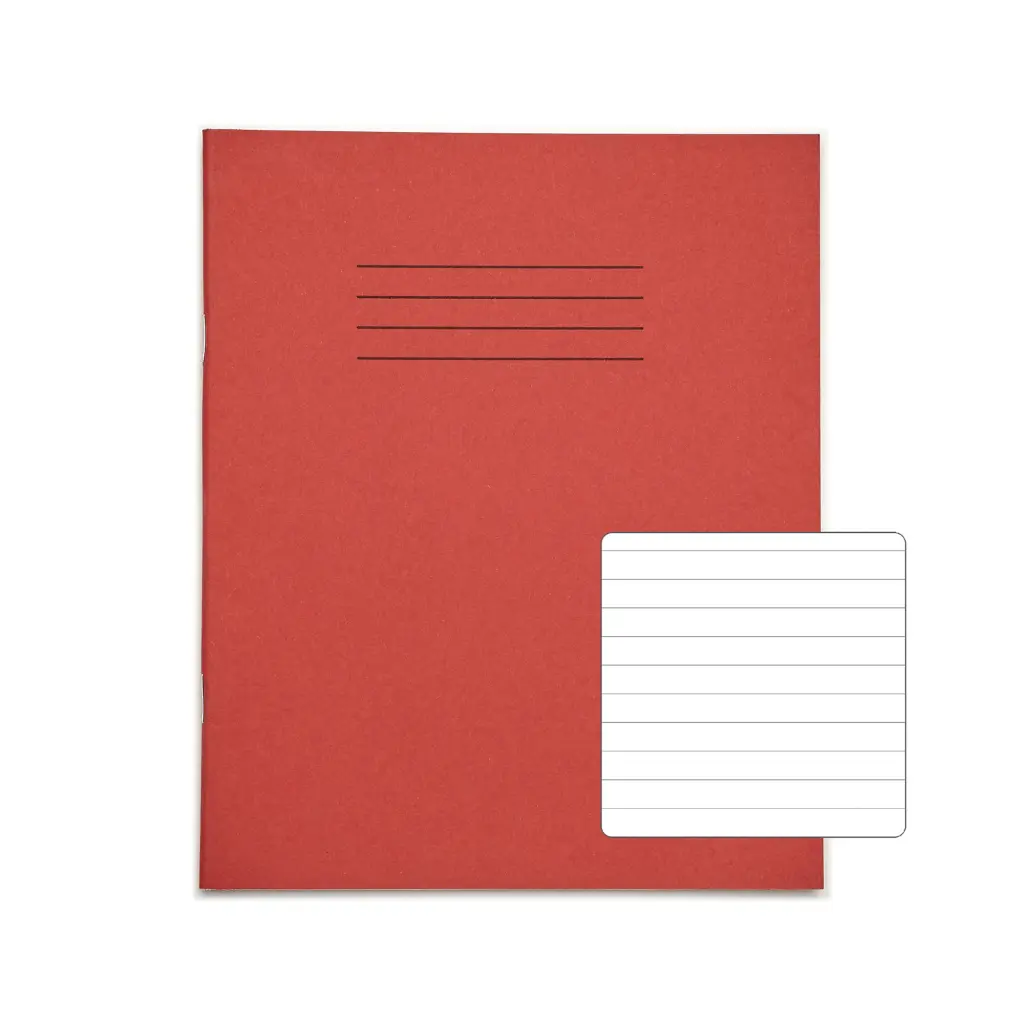 RHINO 8 x 6.5 Exercise Book 48 Page, Red, F8 (Pack of 100)