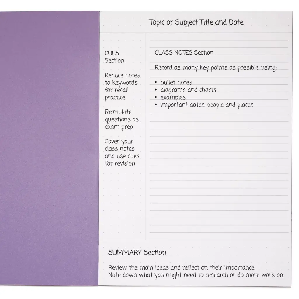 RHINO A4 Cornell Exercise Book 80 Page Purple 8mm Ruled (Pack of 50)