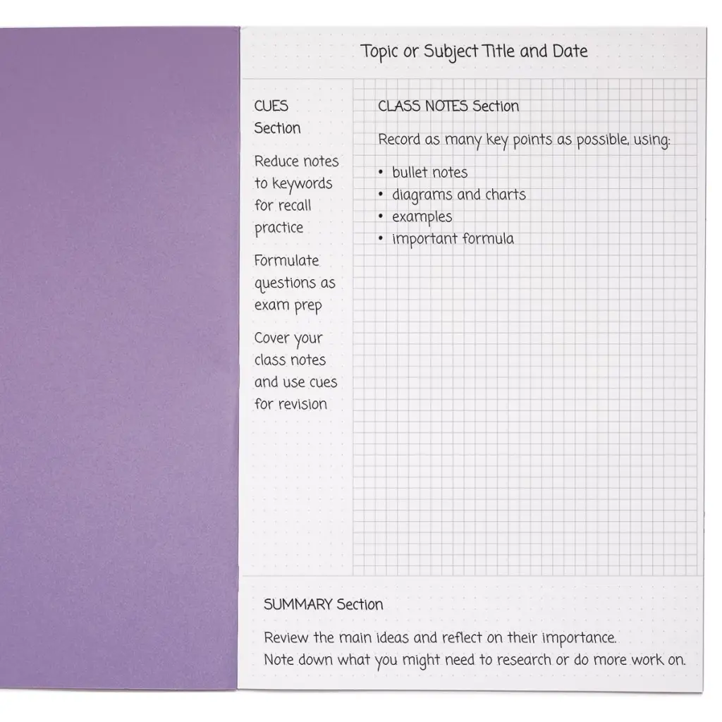 RHINO A4 Cornell Exercise Book 80 Page Purple 5mm Squared (Pack of 50)