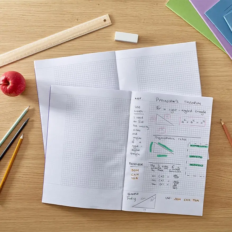 RHINO A4 Cornell Exercise Book 80 Page Purple 5mm Squared (Pack of 50)