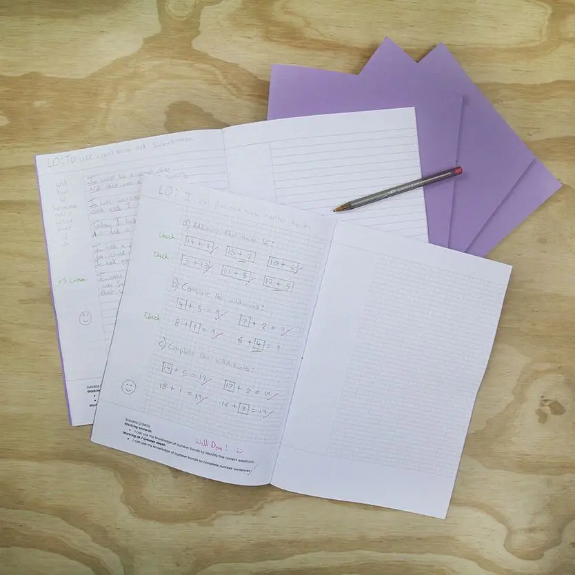 RHINO A4 Cornell Exercise Book 80 Page Purple 5mm Squared (Pack of 50)