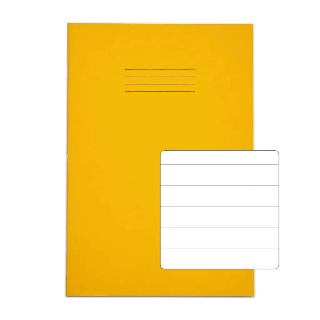 RHINO A4 Exercise Book 64 Page, Yellow, F15 (Pack of 50)