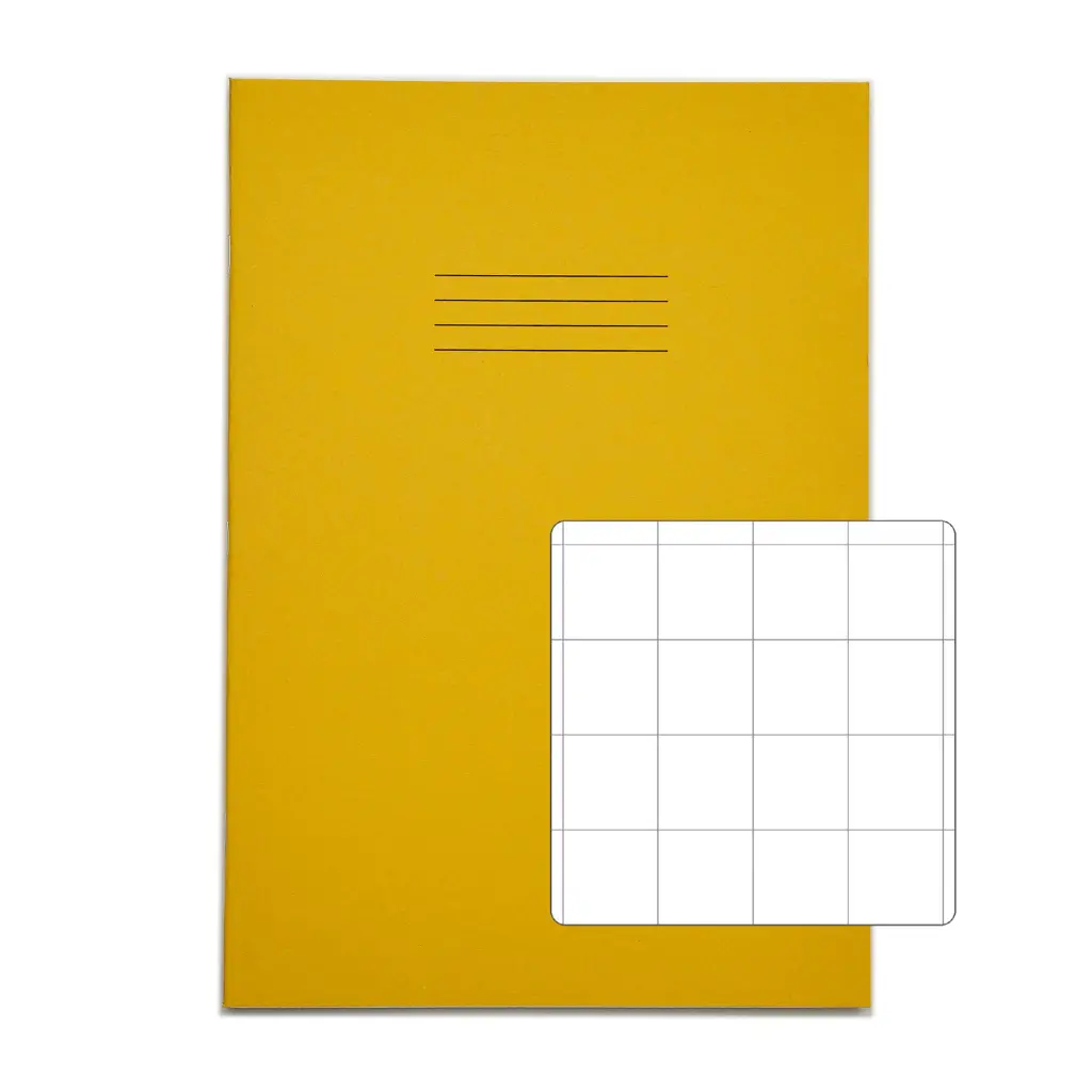 RHINO A4 Exercise Book 64 Page, Yellow, S20 (Pack of 50)