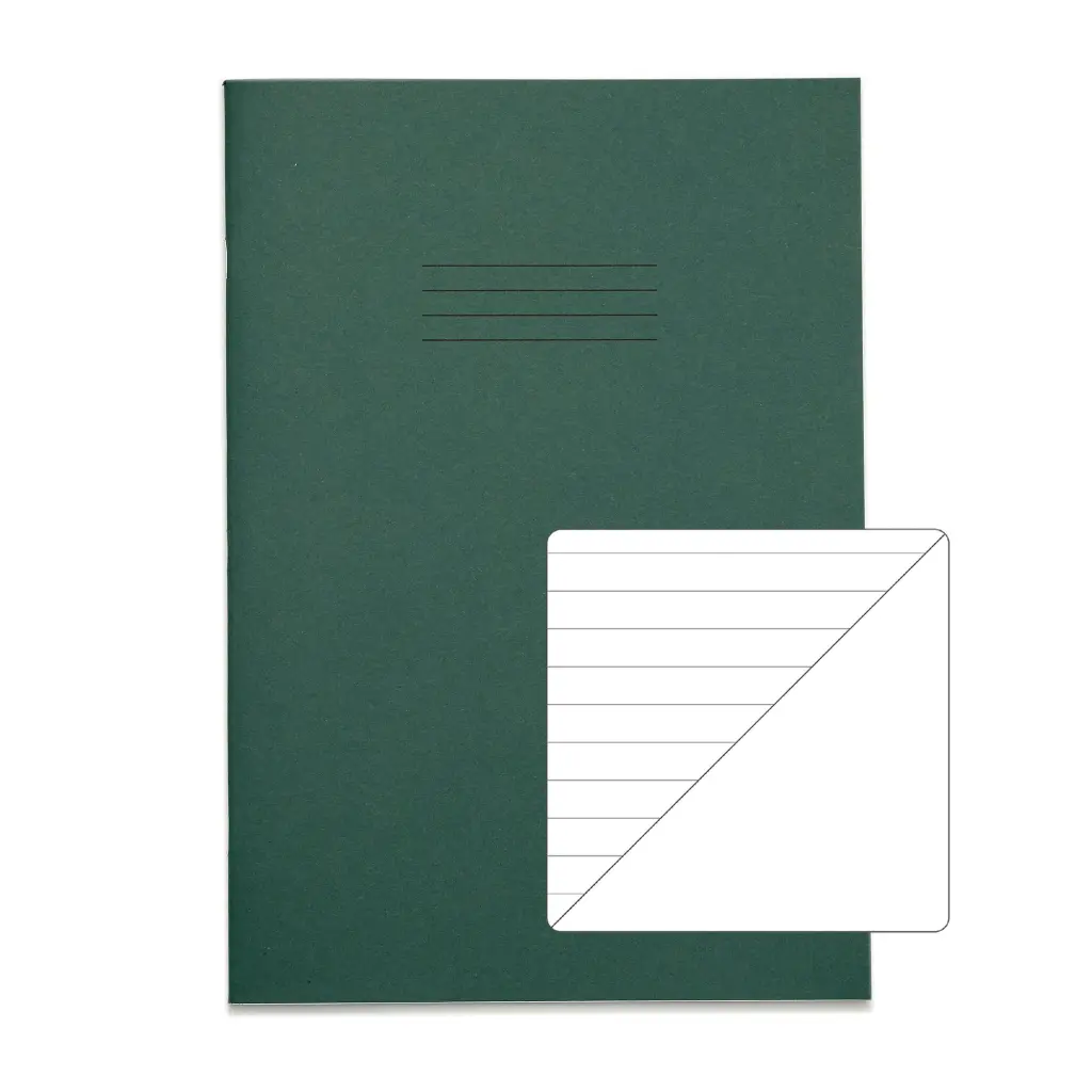 RHINO A4 Exercise Book 80 Page, Dark Green, F8/B (Pack of 50)