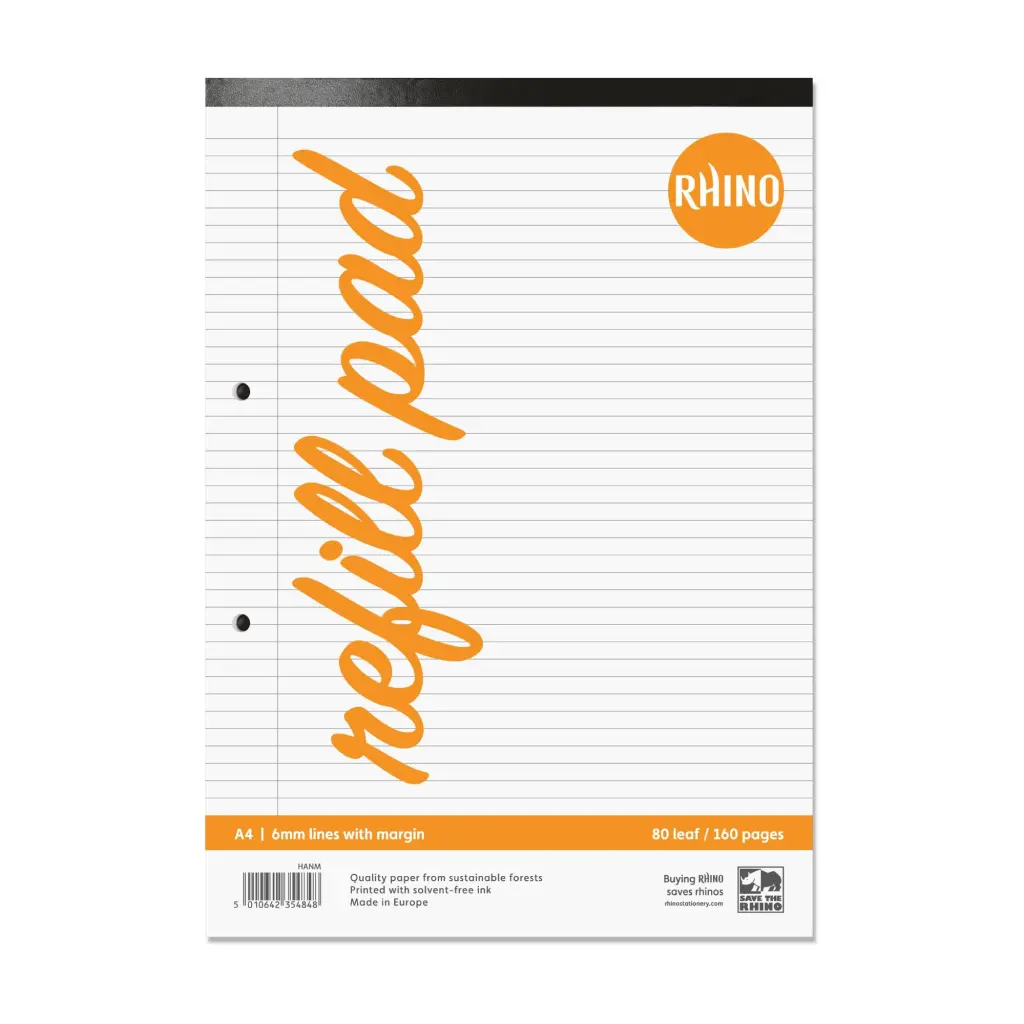 RHINO A4 Refill Pad 80 Leaf, F6M (Pack of 6)