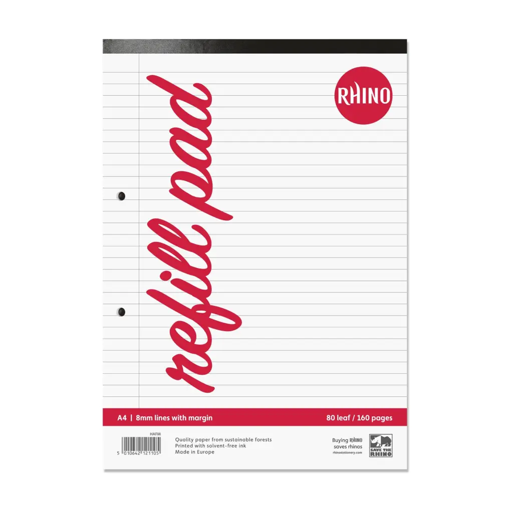 RHINO A4 Refill Pad 80 Leaf, F8M (Pack of 6)