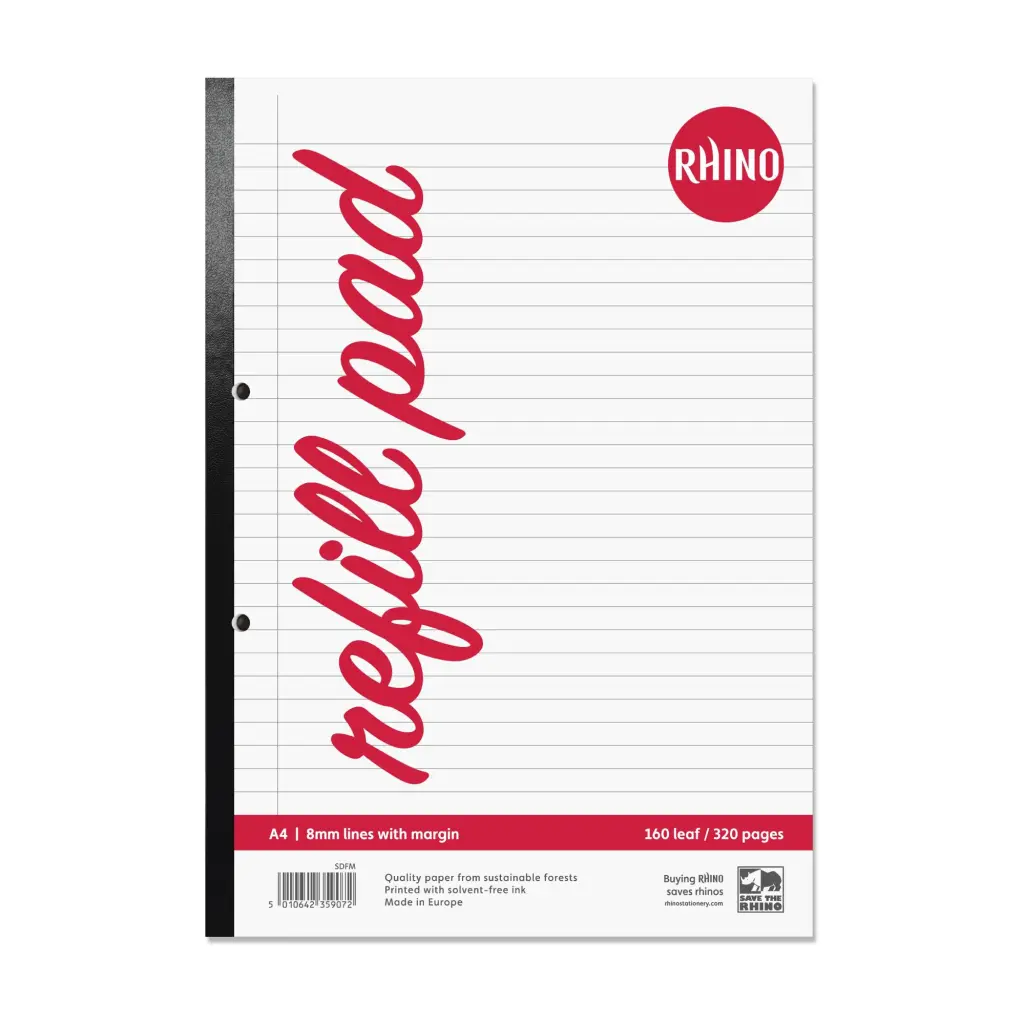 RHINO A4 Refill Pad 160 Leaf, F8M (Pack of 3)