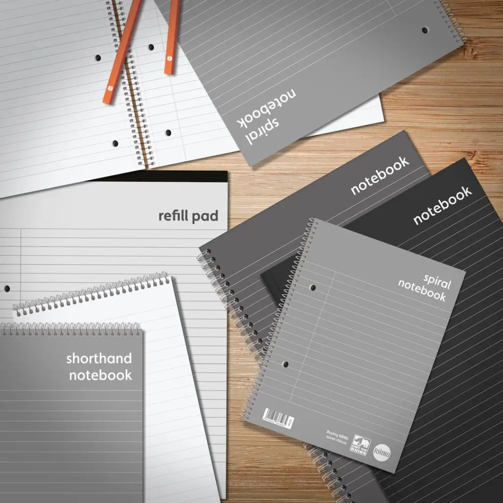 RHINO Everyday A4+ Spiral Notebook 140 Pages / 70 Leaf 8mm Lined with Margin (Pack of 5)