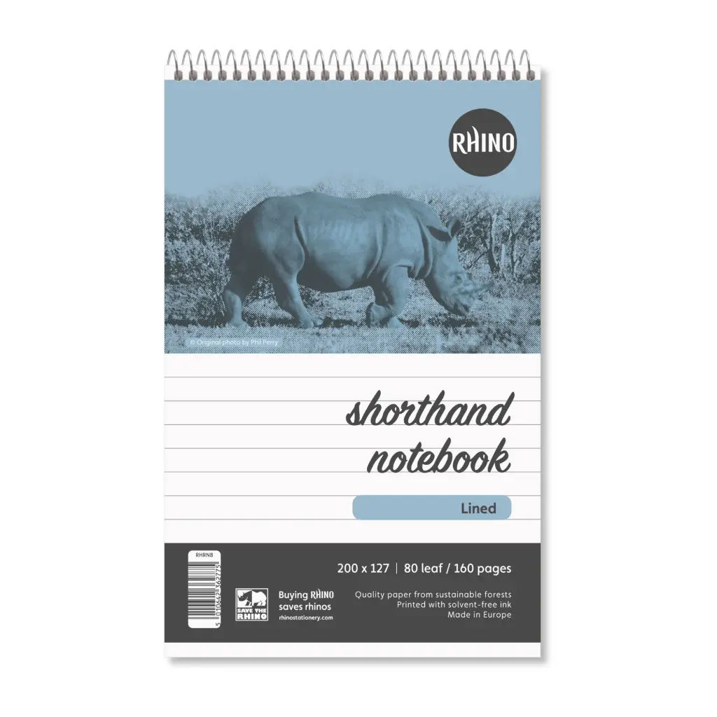 RHINO Office 200 x 127 Shorthand Notebook 160 Pages / 80 Leaf 8mm Lined (Pack of 10)