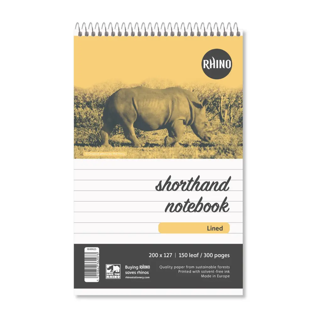 RHINO Office 200 x 127 Shorthand Notebook 300 Pages / 150 Leaf 8mm Lined (Pack of 5)