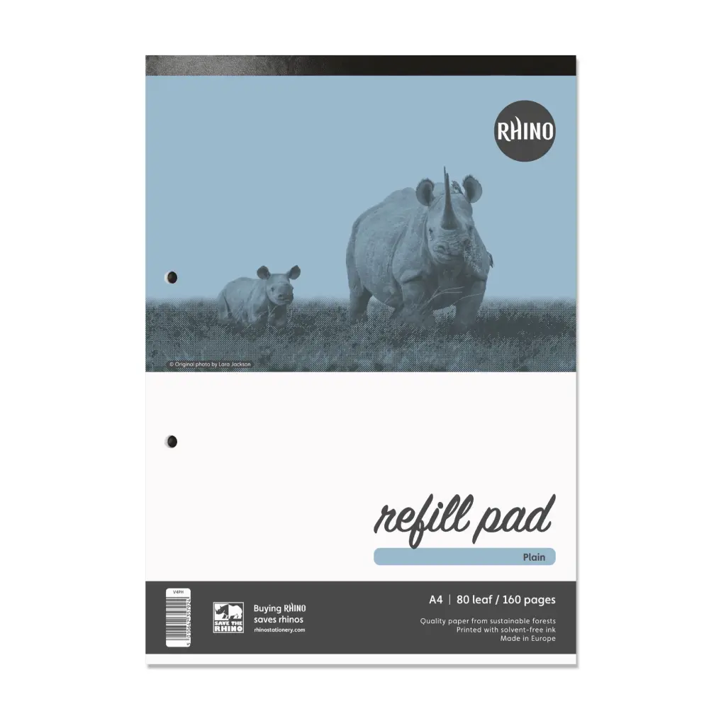 RHINO Office A4 Refill Pad Headbound 160 Pages / 80 Leaf Plain (Pack of 10)