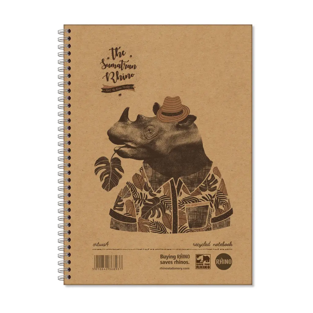 RHINO Recycled A4 Twinwire Hardback Notebook 160 Pages / 80 Leaf 8mm Lined (Pack of 5)