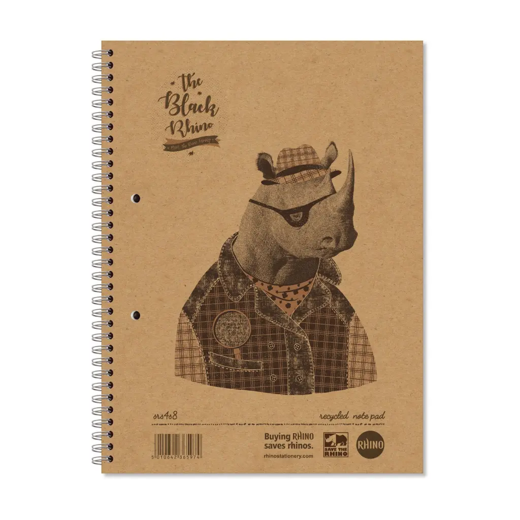RHINO Recycled A4+ Twinwire Notebook 160 Pages / 80 Leaf 8mm Lined with Margin (Pack of 5)