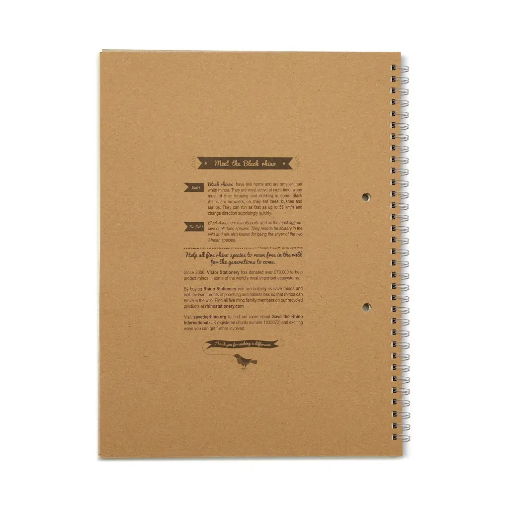 RHINO Recycled A4+ Twinwire Notebook 160 Pages / 80 Leaf 8mm Lined with Margin (Pack of 5)