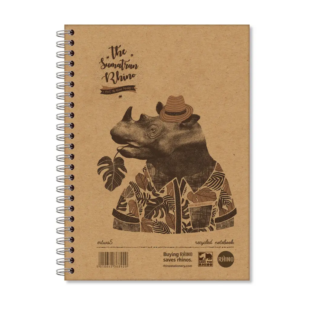 RHINO Recycled A5 Twinwire Hardback Notebook 160 Pages / 80 Leaf 8mm Lined (Pack of 5)