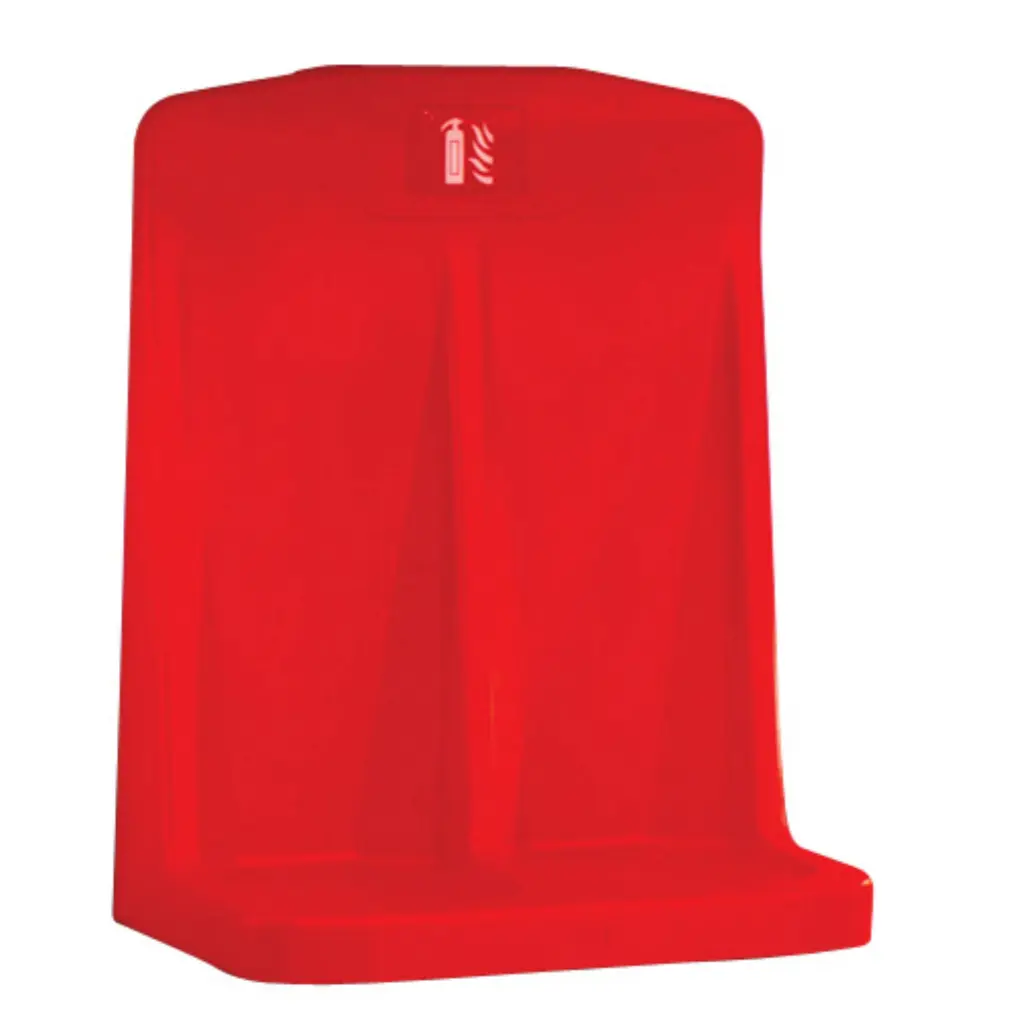 Red Double Fire Extinguisher Stand C / W Recessed Base 