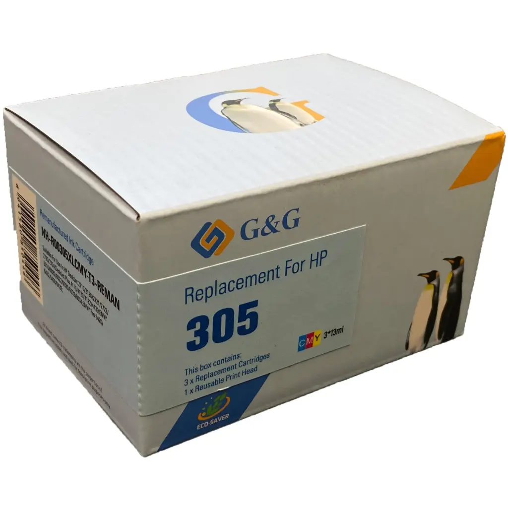 Reman HP G+G 3YM63AE Hi Cap Eco Saver Tri Colour Ink Ctg 305XL (1 Printhead + 3 Tanks) - Cannot use in e suffix printers WHILE STOCK LASTS