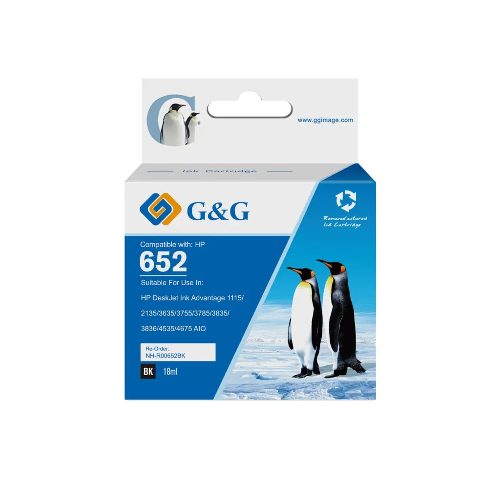 Reman HP G+G 652 Black Ink Cartridge F6V25AE - Higher yield than OEM
