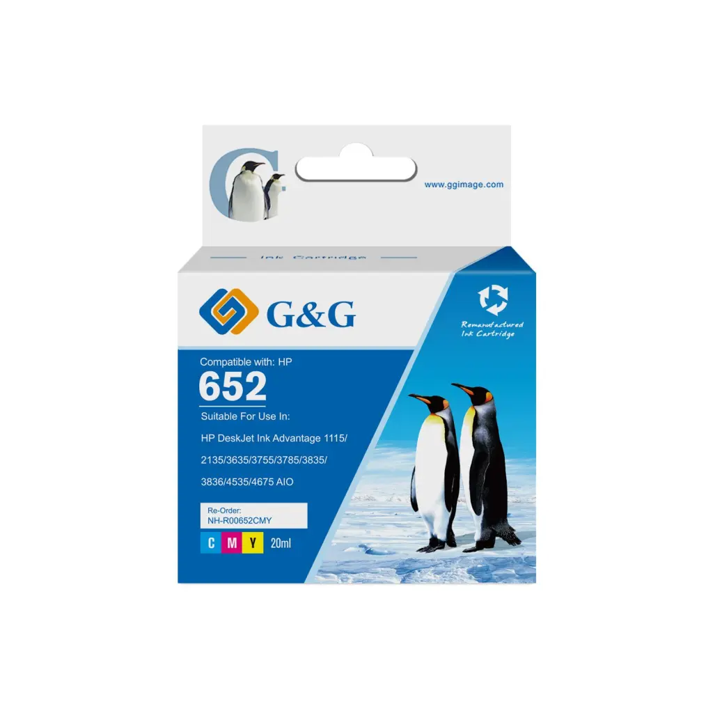 Reman HP G+G 652 Tri-Colour Ink Cartridge F6V24AE - Higher yield than OEM