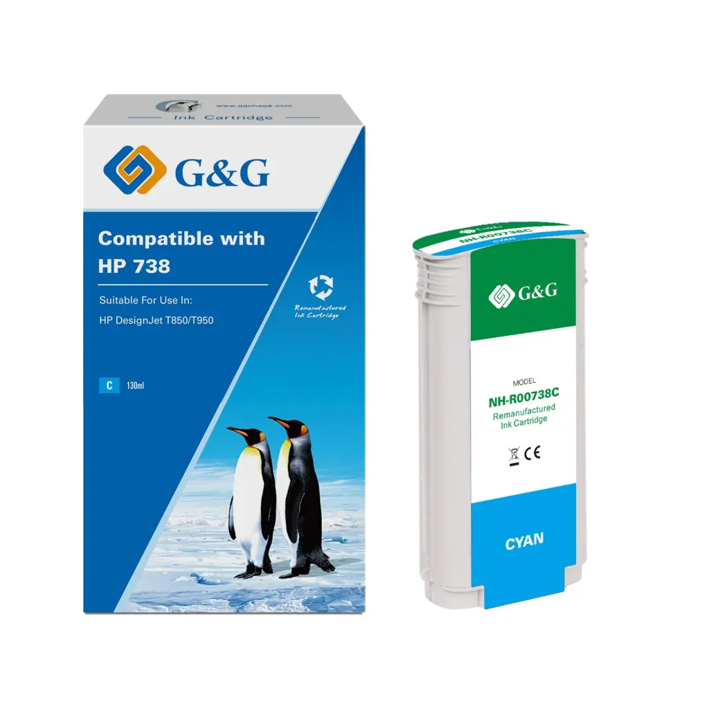 Reman HP G+G 738 Cyan Ink Cartridge