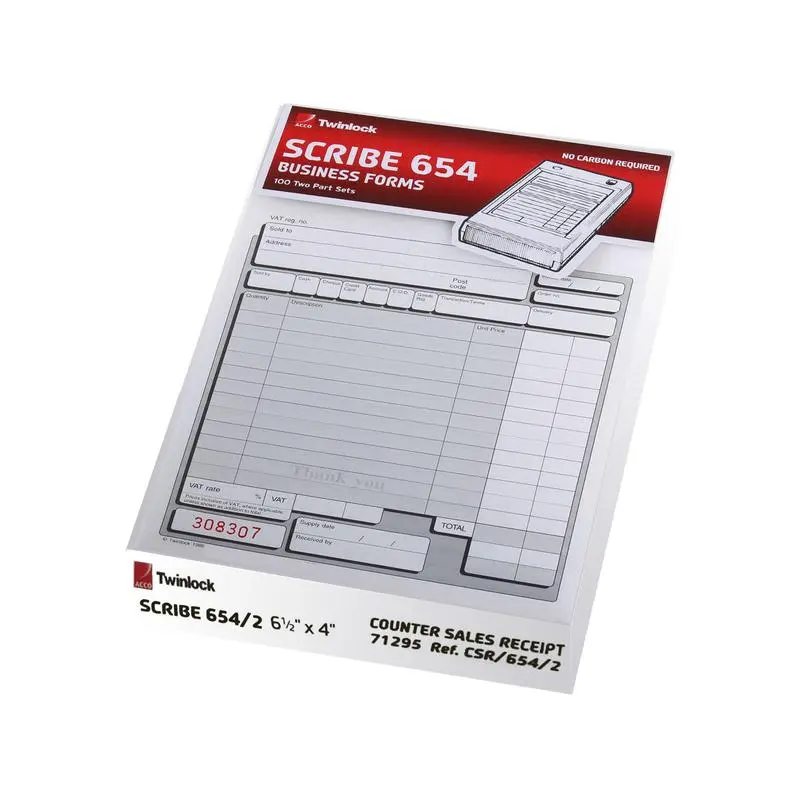 Rexel Counter Sales Receipt 2 Part Set 654/2 (100)