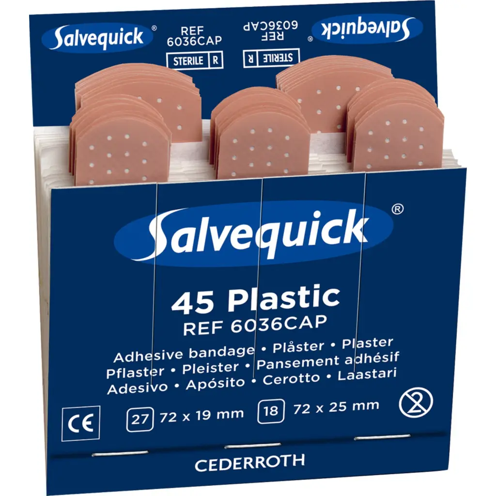Salvequick Waterproof Plasters Refill Pack 6X45 Plasters  (Box of 6)