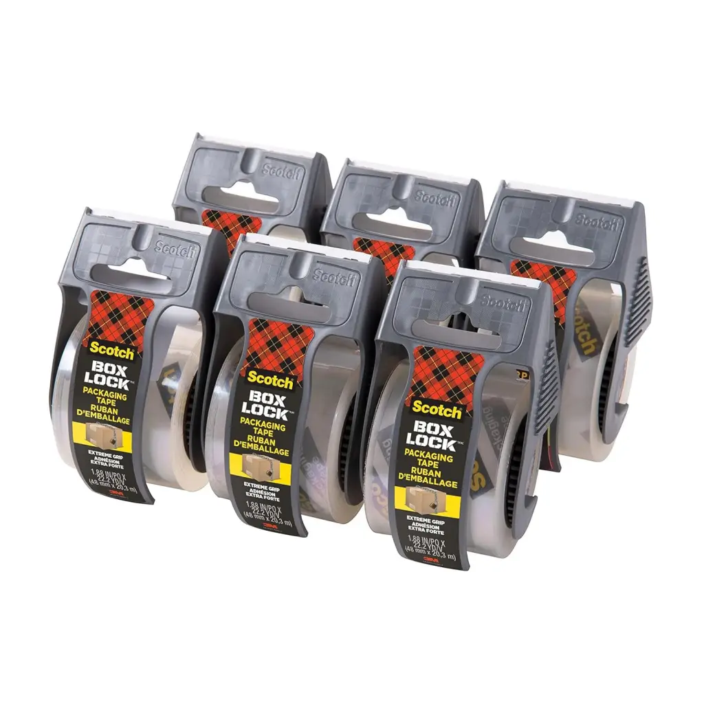 Scotch® Box Lock™ Packaging Tape 195-6-EF 48 mm x 20.3 m 6 Rolls with Dispensers/Pack