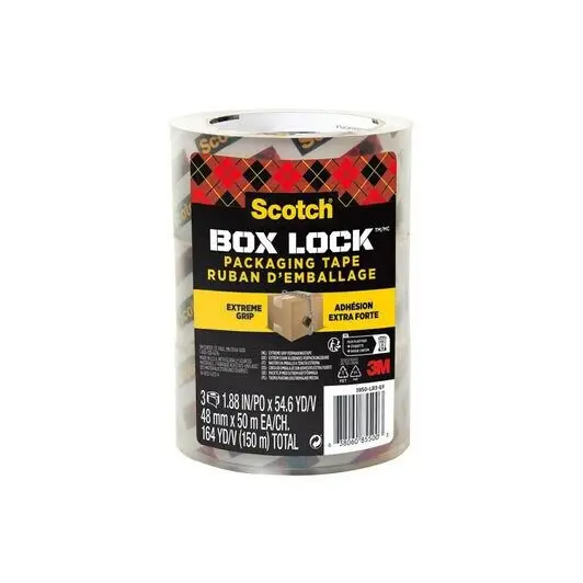 Scotch® Box Lock™ Packaging Tape 3950-LR3-DC 48 mm x 50 m 3 Rolls/Pack