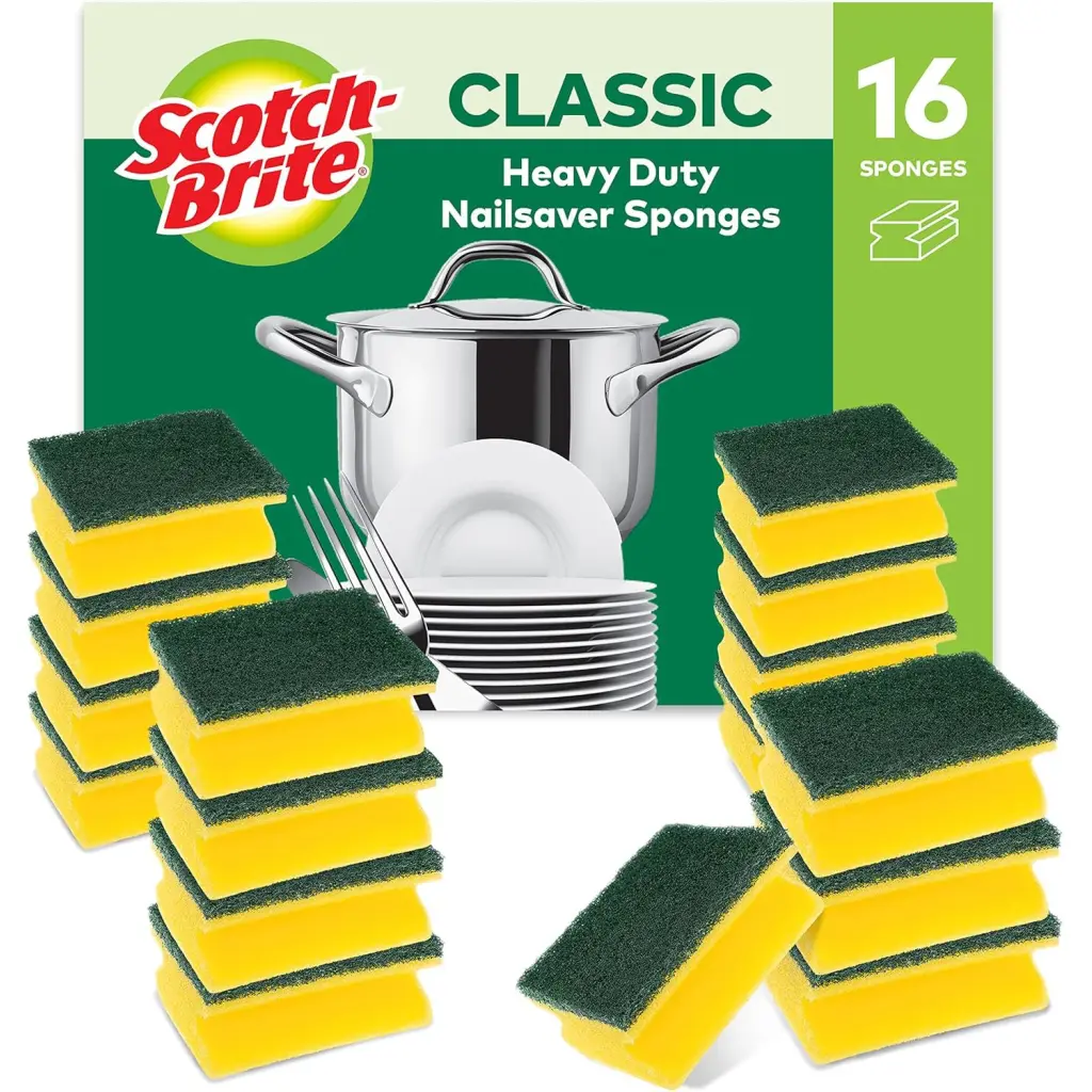 Scotch-Brite® Classic Nail Saver Heavy Duty Scrub Sponge 16 pieces in pack