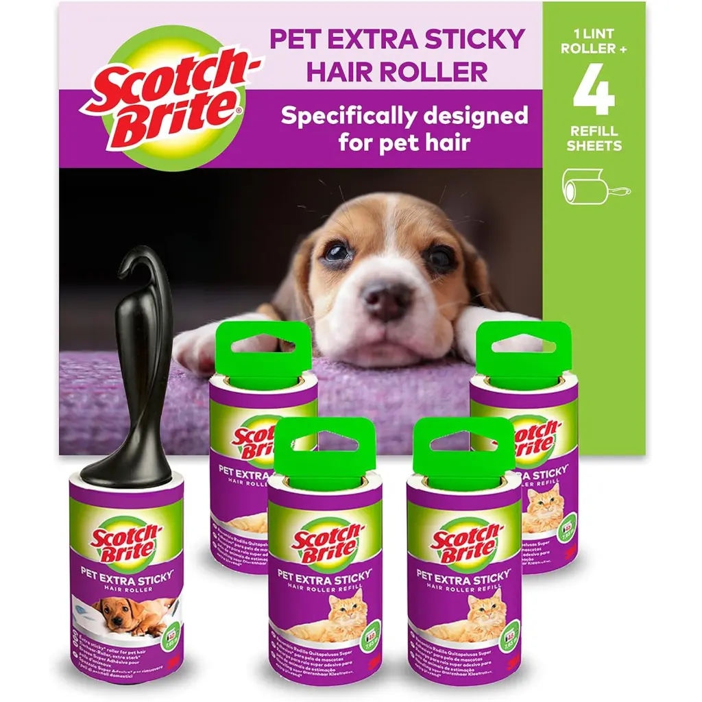 Scotch-Brite™ Pet Extra Sticky* Hair Roller 48 sheets + 4 Scotch-Brite™ Pet Extra Sticky* Hair Roller Refill 48 sheets 5/Pack - EU1