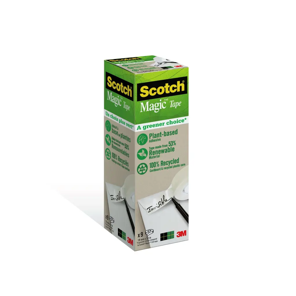 Scotch® Magic™ Tape Made with 66% Plant Based Adhesive 19 mm x 33 m 9 Rolls/Pack