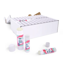 Show-me Box of 100 Premium PVP Glue Sticks - 40g with 4 FREE 115g Jumbo Glue Sticks (formerly Classmaster). Items may be supplied branded as either Show-me or Classmaster. Product quality and specification remain unchanged.