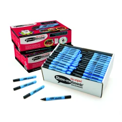 Show-me Box of 200 Fine Point Slim Barrel Whiteboard Markers in Black
