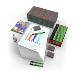 Show-me Bulk Box of 100 x A4 Gridded/Plain SUPERTOUGH Whiteboards, pens and erasers plus 1 free cleaner.