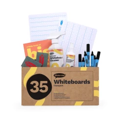Show-me Class Pack of Polypropylene Bubble Handwriting Scaffold Drywipe Boards, Pens and Erasers (35 of each). Includes 100ml sample Show-me Magix Cleaner Conditioner.
