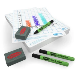 Show-me Classpack of 35 x A4 Gridded/Plain SUPERTOUGH Whiteboards, with pens and erasers plus 1 free cleaner.
