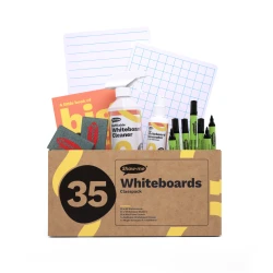 Show-me Classpack of 35 x A4 Lined/Gridded Double Sided Whiteboards, with pens and erasers plus 2 free cleaners.