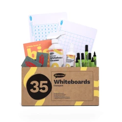 Show-me Classpack of 35 x Hundred Square Whiteboards, pens and erasers plus 2 free cleaners.