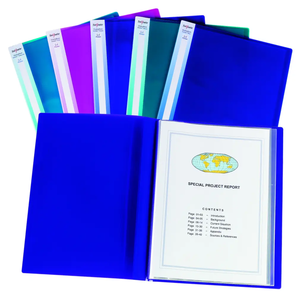 Snopake Display Book 24 pocket / 48 sides to view A3 Electra Assorted- 5 Books