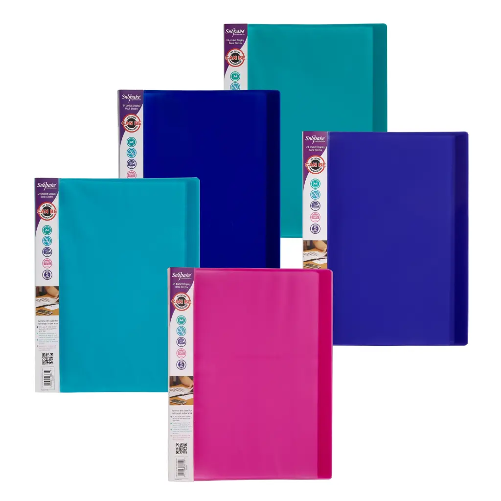 Snopake Display Book 24 pocket / 48 sides to view A4 Electra Assorted- 10 Books