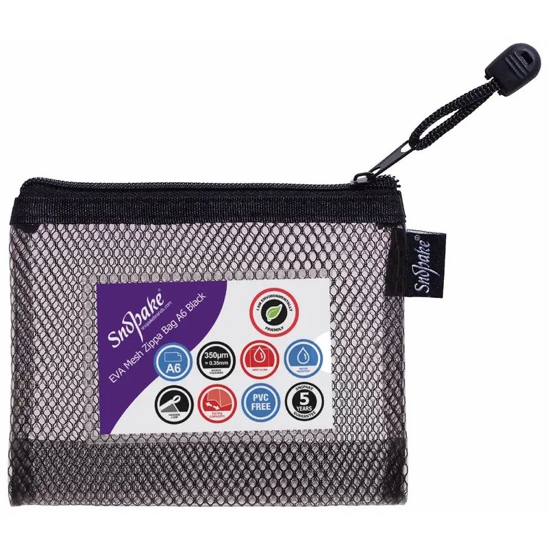 Snopake EVA Black HC Mesh Zippa Bag A6- 3 Bags