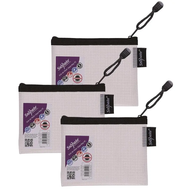 Snopake EVA Mesh HC Zippa Bag A6 Black- 3 Bags