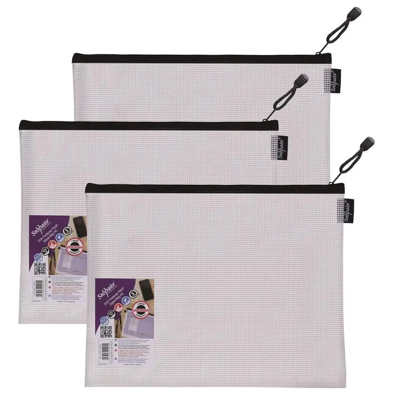 Snopake EVA Mesh HC Zippa Bag Foolscap Black- 3 Bags 