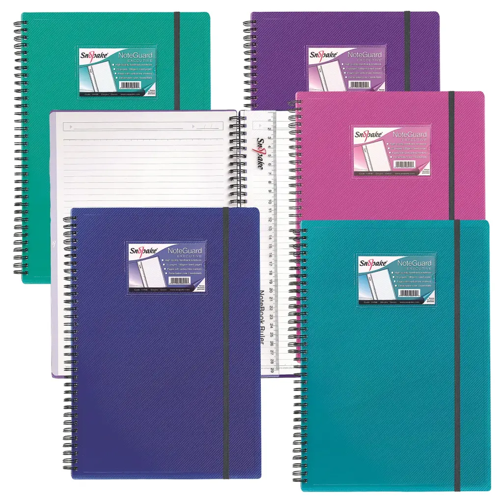Snopake FSC NoteGuard 75 Sheets/ 150 Pages A4 Notebook- 5 Books