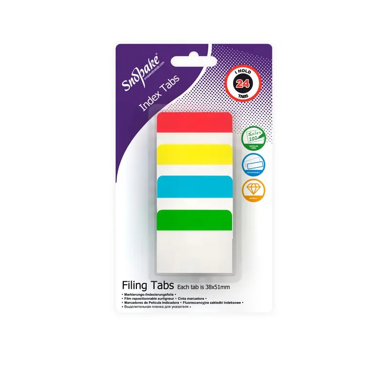 Snopake Filing Index Tabs Assorted - 24 tabs- 12 B/Cards