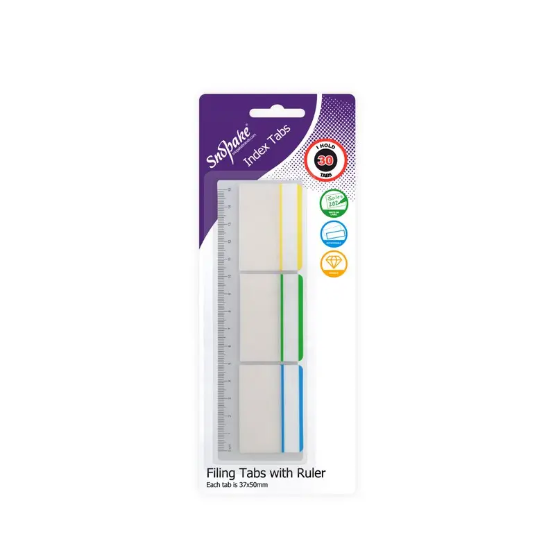 Snopake Filing Index Tabs with Ruler Assorted - 30 tabs- 12 B/Cards
